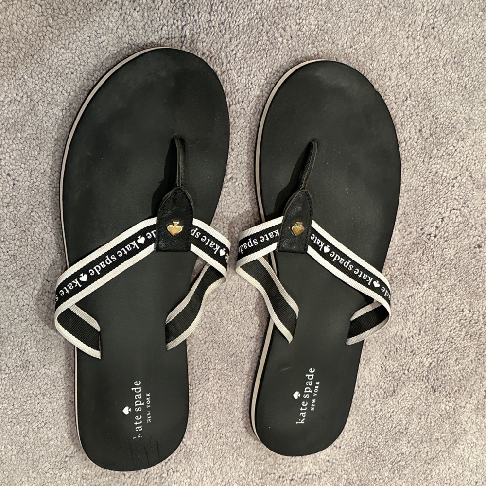 Kate Spade Black and White Flip Flops